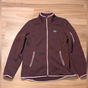 LL Bean Sweater Fleece Full Zip Up Jacket Raisin Brown Womens Large Reg